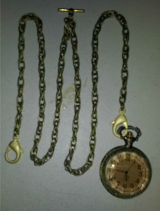 Double Albert brass watch with chain, Uploaded from the Photobucket Android App