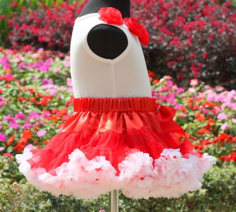 Red White Pettiskirt Rosettes Pettitop Tutu Set M21  